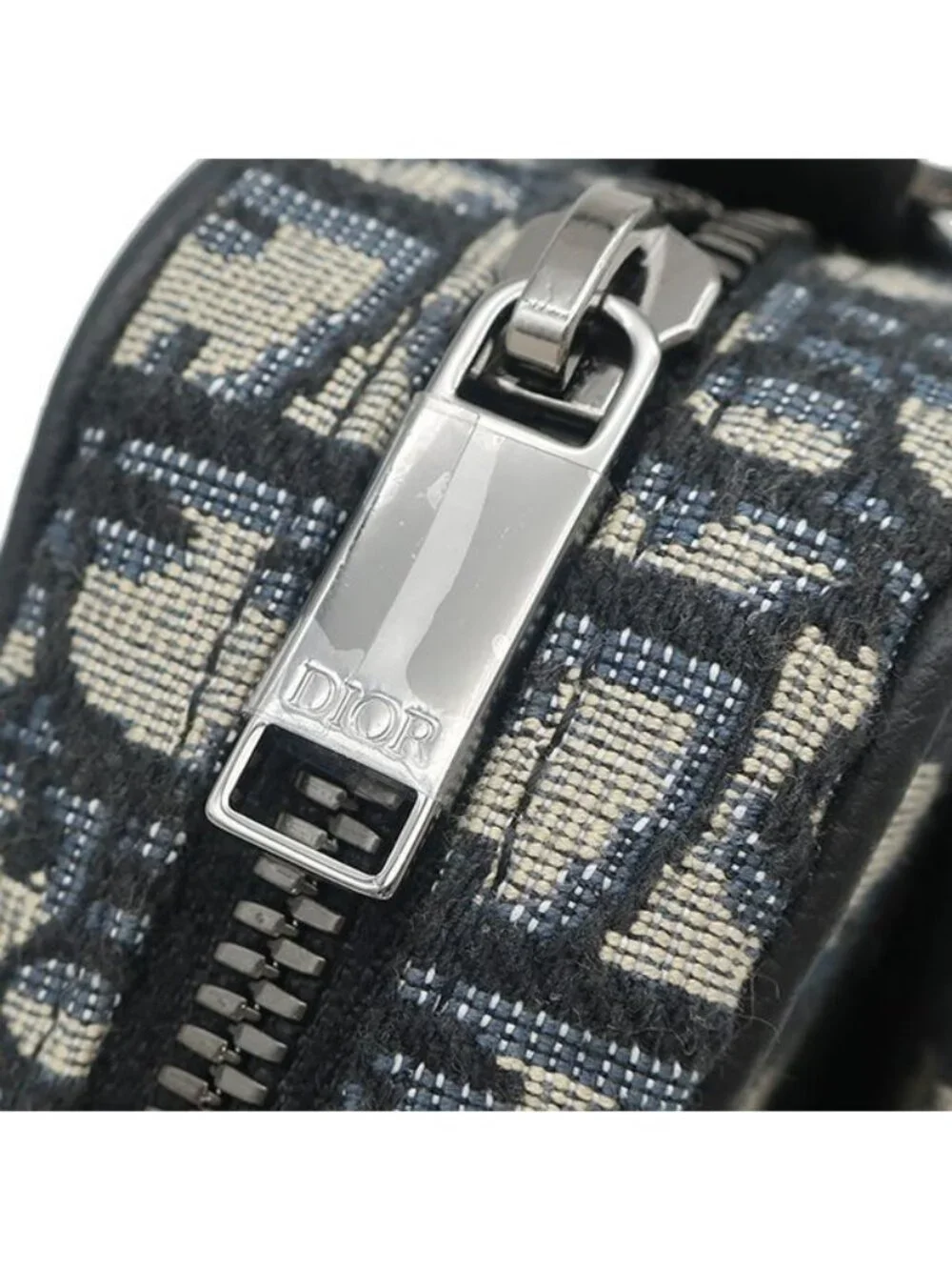 Dior Shoulder Bag Safar Mini Oblique Canvas Leather Beige Gunmetal All Over